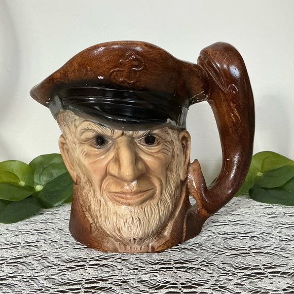 Vintage Sea Captain Character Mug Large Chalkware 8